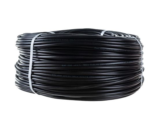 Провод ПВС ККЗ 3х0,75 кв.мм 200 м черный ГОСТ 01-8043-4 – изображение 2
