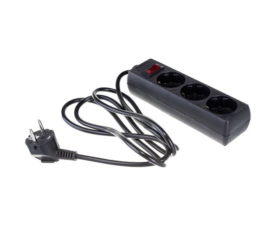 ExeGate Сетевой фильтр SP-3-1.8B 3 евро с заземлением, 1.8м, выключатель с подсветкой, черный 221176 – изображение 2