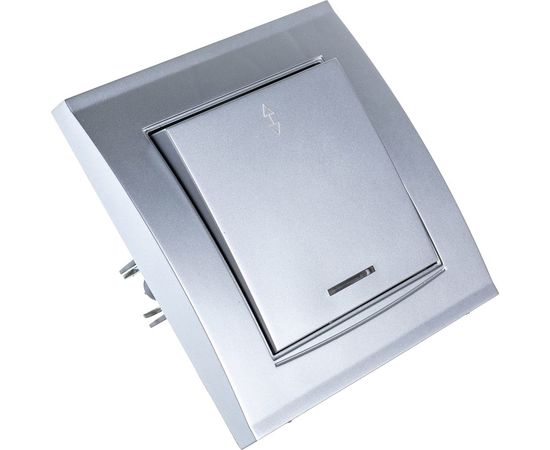 Выключатель UNIVersal Бриллиант 1 клавиша, проходной с подсветкой, серебро 7949636 – изображение 3