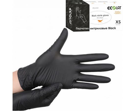 Нитриловые перчатки EcoLat Black 100 шт./уп. размер L, 3740/L – изображение 3