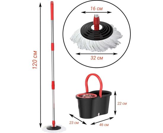 Швабра с отжимом и ведром SOKOLTEC S600BK 13203055 – изображение 4