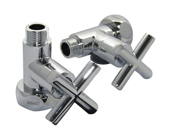 Прямой кран-вентиль SMT ручка крест, хром, 1х3/4 г/ш, 2 шт 8731SCH0510/2C – изображение 5