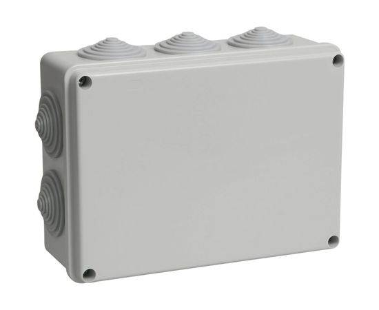 Коробка распаячная IEK открытой проводки, IP44, КМ41243, RAL7035,10 гермовводов, ИЭК UKO11-190-140-070-K41-44 