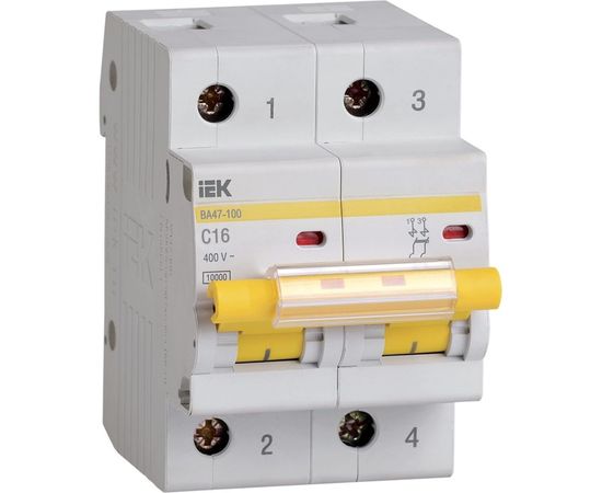 Автоматический выключатель IEK ВА 47-100, 2Р, 16А, 10 кА, х-ка С MVA40-2-016-C 
