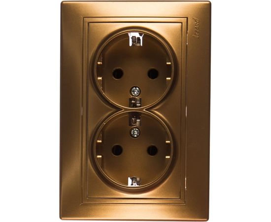 Двойная розетка Lezard MIRA, с заземлением, керамика, металлик золото, со вставкой 701-1313-127 
