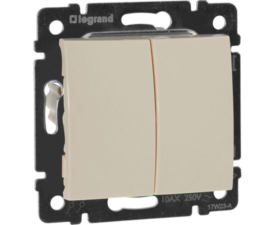 Механизм выключателя Legrand 2-клавишный СП Valena 10 А IP31 слоновая кость Leg 774305 – изображение 4