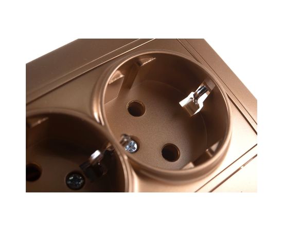 Двойная розетка Lezard MIRA, с заземлением, керамика, металлик золото, со вставкой 701-1313-127 – изображение 4