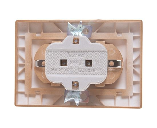 Двойная розетка Lezard MIRA, с заземлением, керамика, металлик золото, со вставкой 701-1313-127 – изображение 5