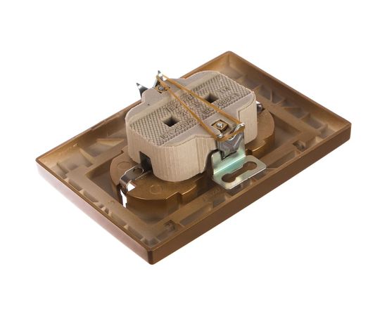 Двойная розетка Lezard MIRA, с заземлением, керамика, металлик золото, со вставкой 701-1313-127 – изображение 6