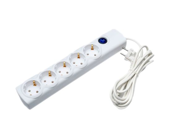 Сетевой фильтр Радист РВС 16-005 10 А 5 гн с кнопкой и автоматом ПВС 3х0,75 1,5м 4621 