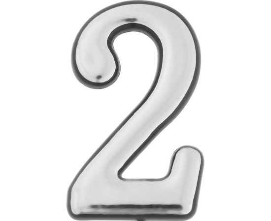 Дверная цифра ""2"" TUNDRA пластиковая, цвет хром, 1 шт. 5206106 
