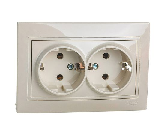 Двойная розетка LEZARD MIRA с/ з керамика крем со вставкой 701-0303-127 