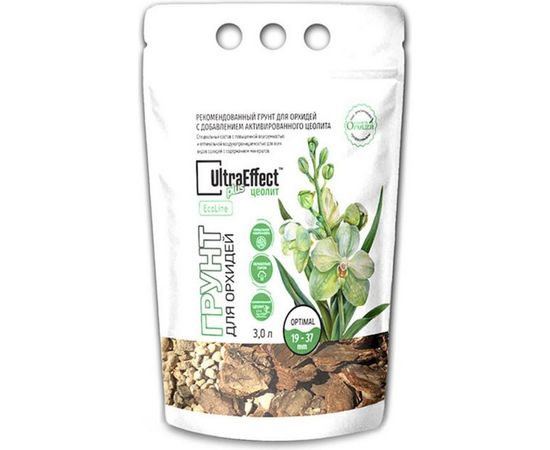 Грунт для орхидей с цеолитом EffectBio UltraEffect Plus EcoLine Optimal 19-37 мм, 3 л 4603743270394 