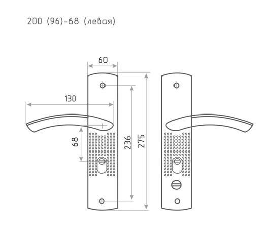 Дверная ручка на планке НОРА-М 20096 левая, мат. никель 15522 – изображение 2