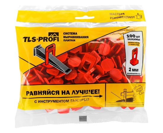 Система выравнивания плитки (зажимы 100 шт; 2 мм) TLS-Profi TLS12020 – изображение 2