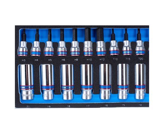 Набор торцевых головок 1/4""&3/8""&1/2"" с принадлежностями, ложемент, 103 предмета KING TONY 9-9003MRV01 – изображение 2