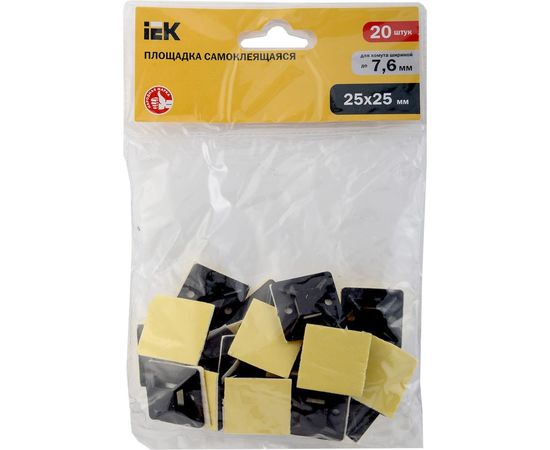 Самоклеящаяся площадка под хомуты IEK 25x25 черная 20 шт. ИЭК UHP31-25-020 – изображение 2