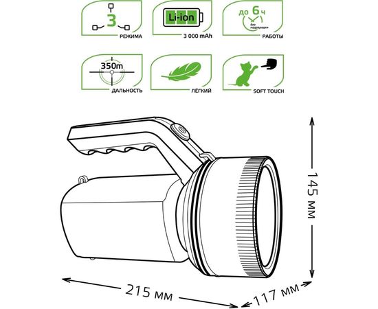 Прожекторный фонарь Gauss модель GFL601 7W 200lm Li-ion 3000mAh LED 1/10/30 GF601 – изображение 3