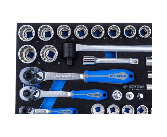 Набор торцевых головок 1/4""&3/8""&1/2"" с принадлежностями, ложемент, 103 предмета KING TONY 9-9003MRV01 – изображение 3