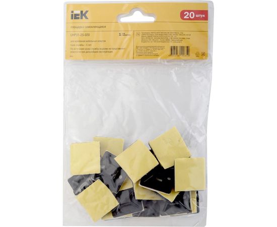 Самоклеящаяся площадка под хомуты IEK 25x25 черная 20 шт. ИЭК UHP31-25-020 – изображение 3