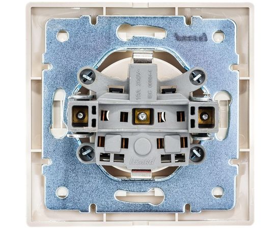 Розетка Lezard MIRA с заземлением, ПБТ, кремовый, со вставкой 701-0303-122B – изображение 4