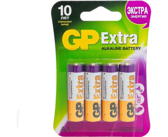 Алкалиновые батарейки GP АА 4 шт Extra Alkaline 15А 15AX-2CR4 Extra – изображение 6