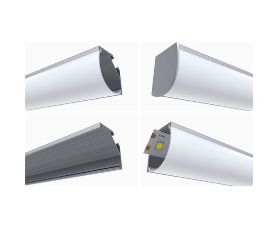 Алюминиевый угловой профиль Apeyron накладной для светодной ленты, широкий рассеиватель 1 м СПУ1616-А 08-08 – изображение 9