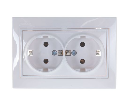 Двойная розетка LEZARD MIRA с/ з керамика белый с белой вставкой 701-0202-127 