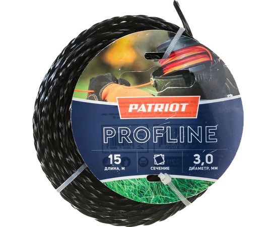 Леска Profline (15 м; 3 мм; скрученный квадрат; черный) PATRIOT 805402211 