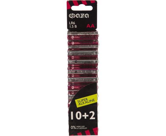 Алкалиновые элементы питания ФАZА LR 6 Super Alkaline SBL-10+2 2854582 