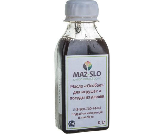Масло для игрушек и посуды из дерева MAZ-SLO ""Особое"" цвет Шоколад, 100 мл 8064943 