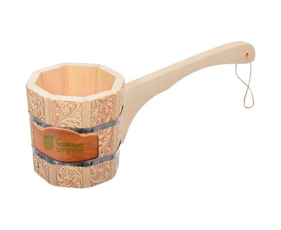 Бондарный ковш-черпак с орнаментом Цветы Банные Штучки 1.5 л 33426 