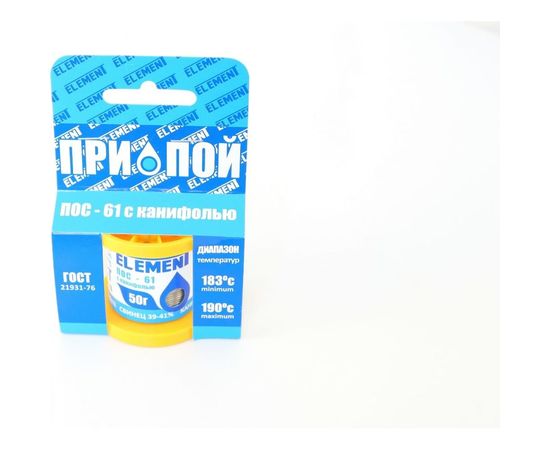 Припой ПОС 61 (0,5 мм; 50 гр. с канифолью) ELEMENT 17460 – изображение 2