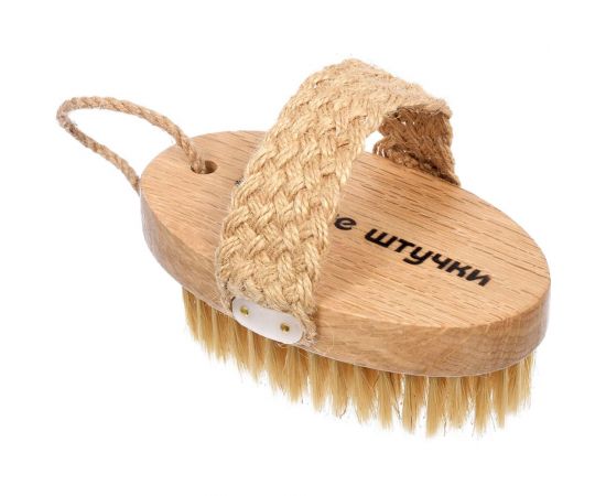 Деревянная банная массажная щетка с натуральной щетиной Банные Штучки Антицеллюлит 13 см 41334 – изображение 3