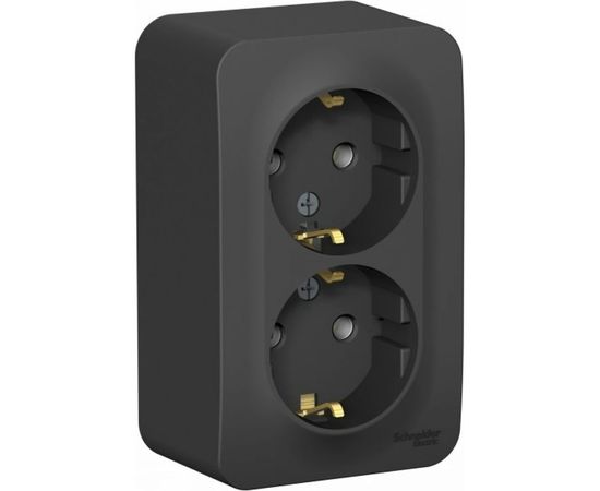 Двойная розетка Schneider Electric BLANCA О/У с заземлением, без шторок, АНТРАЦИТ BLNRA010216 