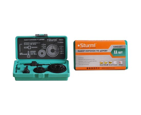 Набор коронок по дереву (11 предметов; 8 коронок 19-64 мм) Sturm 5440201 