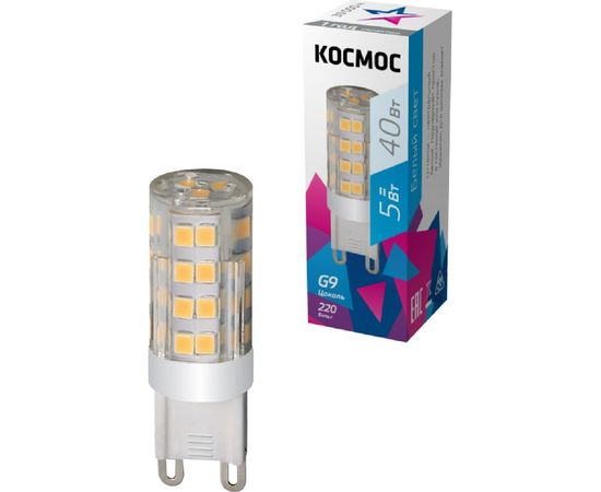 Светодиодная лампа Космос LED 5Вт G9 220В 3000K, керамика + пластик LksmLED5WG9C4500pc 