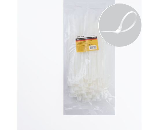 Нейлоновый многоразовый хомут STEKKER 8x250 мм, белый, NYCT80-250 39083 