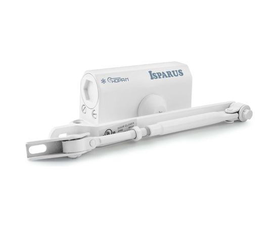 Дверной доводчик ISPARUS 410 морозостойкий, для дверей от 15 до 60 кг, белый 17196 