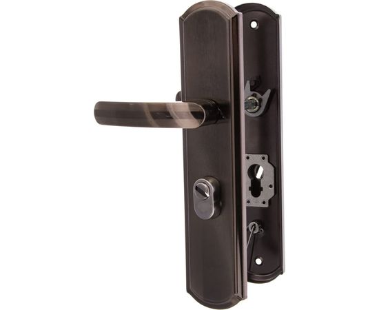 Дверная ручка на планке НОРА-М 200-68 мм левая, мат. хром/черн. никель 5550 – изображение 2