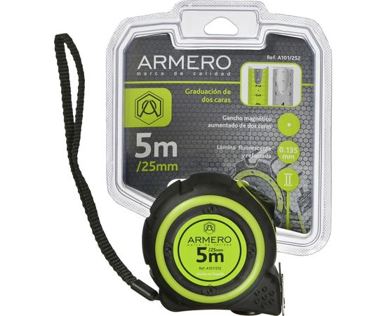 Рулетка с 2 фиксаторами Armero 5м/25мм A101/252 – изображение 2