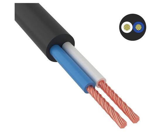 Провод ПВС ККЗ 2х1,5 кв.мм 150 м черный ГОСТ 01-8035-4 