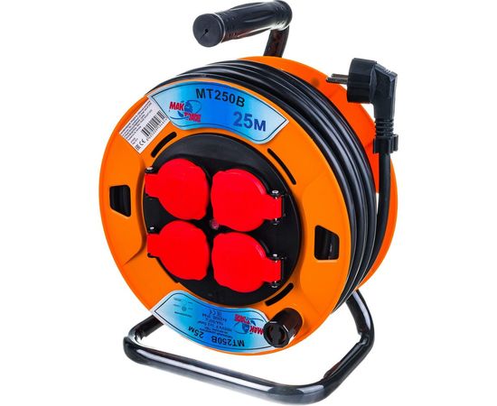 Кабельный однофазный удлинитель MTG на катушке ПВX, 4X220В MT250В H05VV-F 3x2,50мм2 25м 8315 