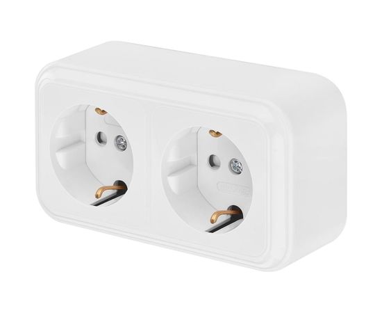 Розетка Bylectrica 2-местная ОУ с заз.конт. со шторкой, серия ПРАЛЕСКА, белый, РА16-274 