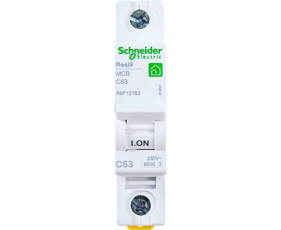 Автоматический выключатель Schneider Electric RESI9 АВ С 63А 1P 6000A R9F12163 