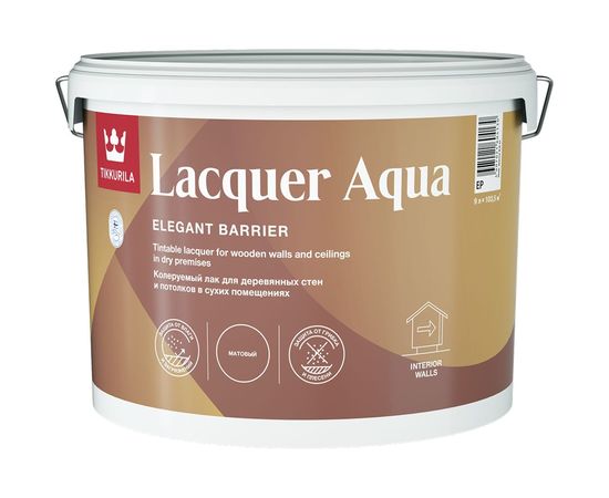 Лак TIKKURILA EURO LACQUER AQUA интерьерный, антисептирующий, защитный, матовый 9л 700001139 