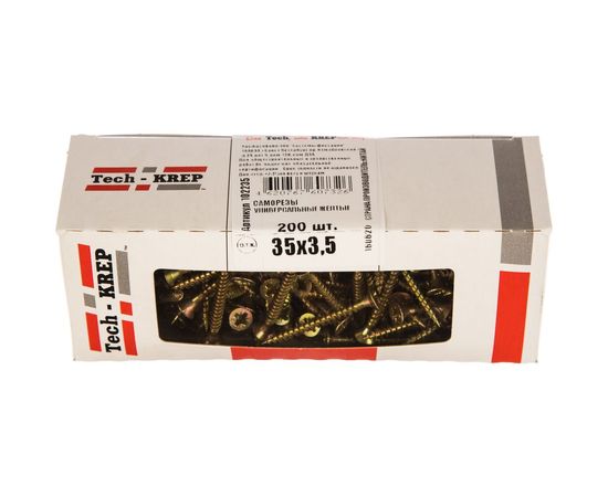 Универсальный саморез Tech-Krep 35х3,5 мм 200 шт желтый, коробка с окном 102235 – изображение 2