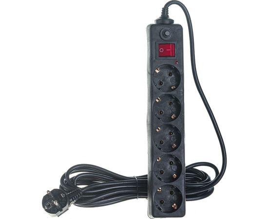 Сетевой фильтр TDM СФ-05В выключатель, 5 гнезд, 5 метров, ПВС 3х1мм2, 16А/250В, черный SQ1304-0003 – изображение 2