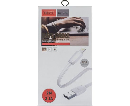 USB-кабель AM-8pin BYZ 1.2 метра, 2.1A, ПВХ, белый, 23750-BL-626W – изображение 2