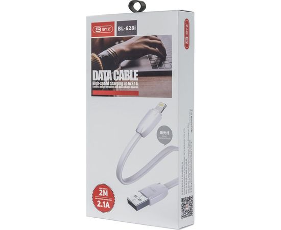 USB-кабель AM-8pin BYZ 1.2 метра, 2.1A, ПВХ, белый, 23750-BL-626W – изображение 3